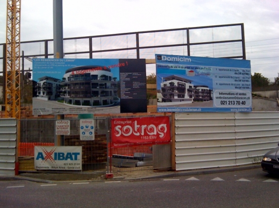 Image Panneaux de vente et de chantier pour l'agence Domicim - Lausanne / Vaud